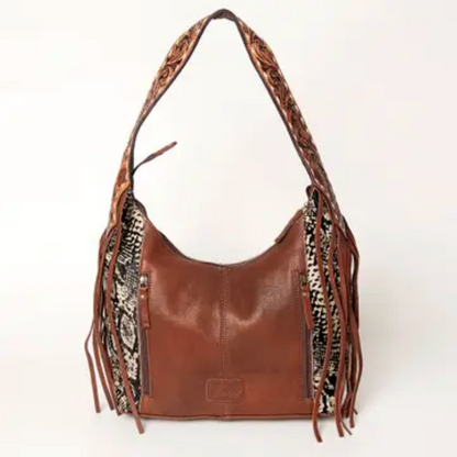 American Darling - Women's Conceal Carry (CCW) Purse - Hobo Hair on Genuine Western Leather with Snake-Print