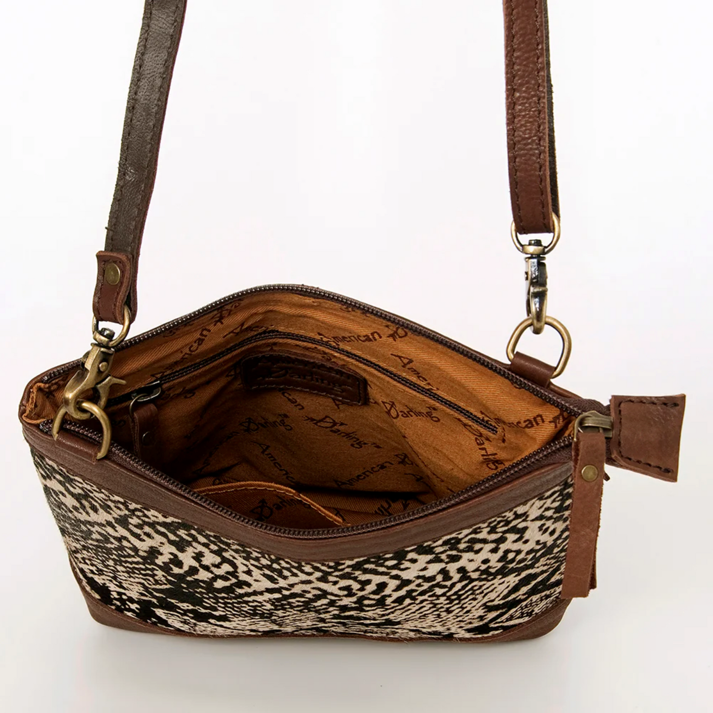 American Darling - Hair on Crossbody Genuine Western Leather Women Bag with Snake-Print