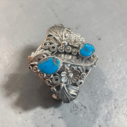 Harrison Yazzie - Genuine Turquoise & Sterling Silver Cuff Bracelet - Handmade Native American