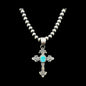 Kevin Billah - Cross Fleury - Turquoise & Sterling Silver Pendant - Handcrafted Native American