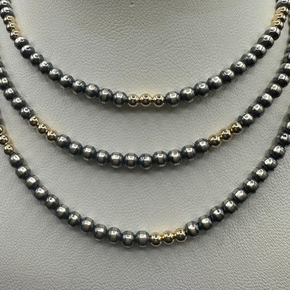 5MM Single Strand Pearls - Gold Filled & Sterling Silver Necklace - Hand Strung