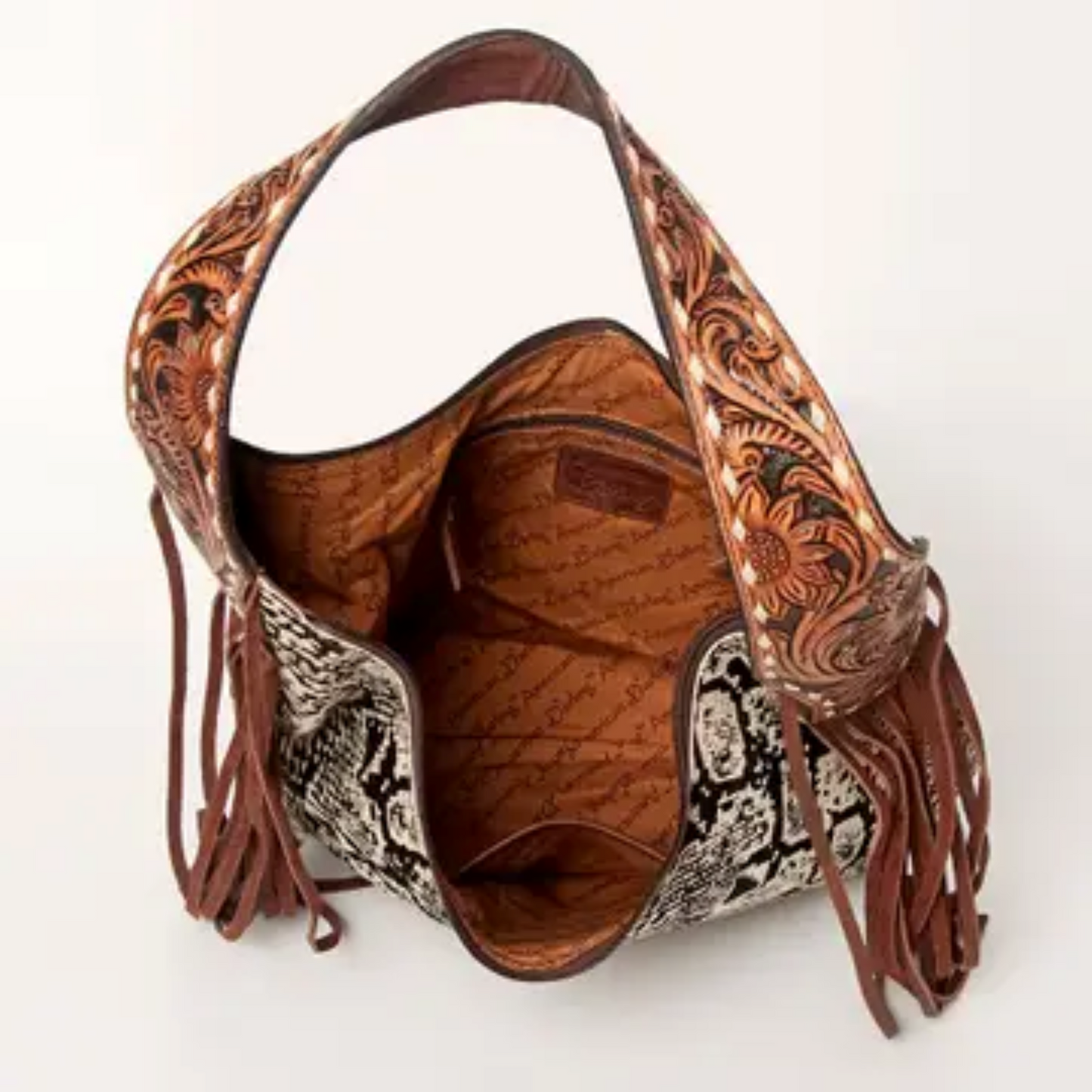 American Darling - Women's Conceal Carry (CCW) Purse - Hobo Hair on Genuine Western Leather with Snake-Print