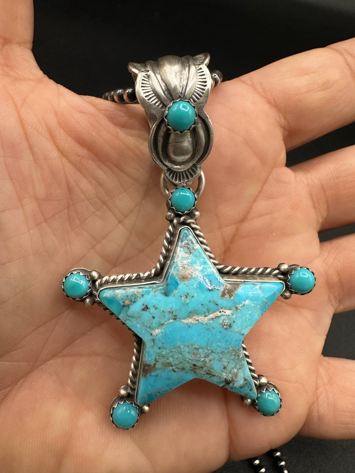 Medium Lonestar Necklace – Sterling Silver and Genuine Turquoise - Authentic Native American Handmade – Patricia Yazzie