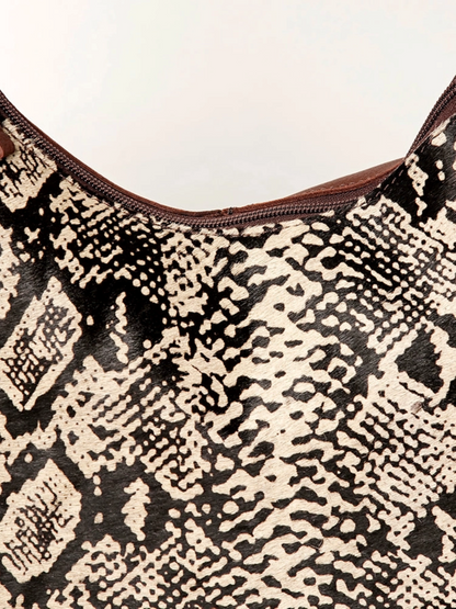 American Darling - Women's Conceal Carry (CCW) Purse - Hobo Hair on Genuine Western Leather with Snake-Print