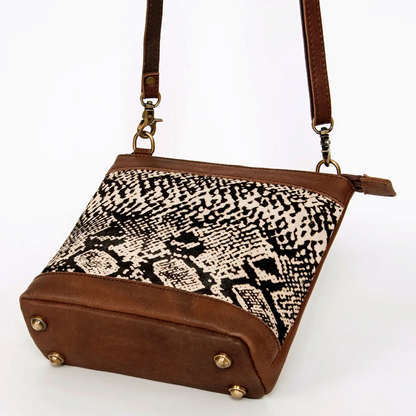 American Darling - Hair on Crossbody Genuine Western Leather Women Bag with Snake-Print