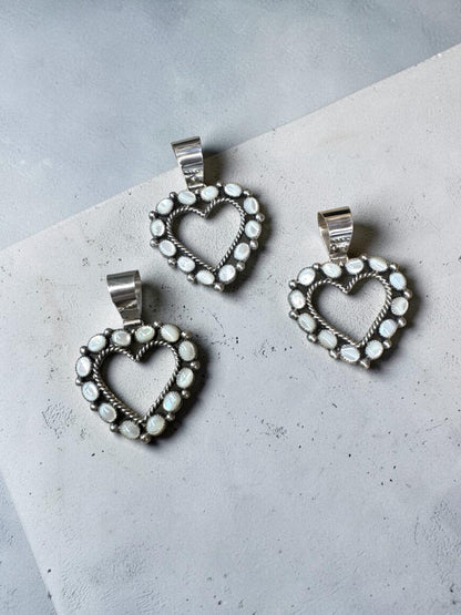 Medium Heart Pendant - Sterling Silver & Genuine Spiny Oyster - Handmade Native American - Tiffany Jones