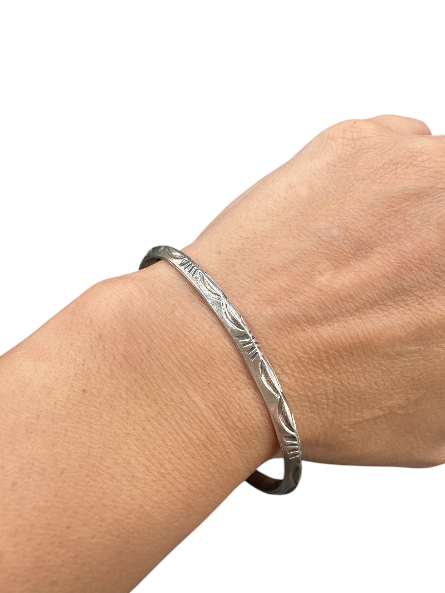 Skinny Stacker Cuff Bracelet – Sterling Silver -  Authentic Native American Handmade - American Sterling Silver - Made in USA – Leander Tahe