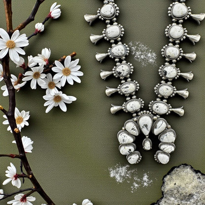 Squash Blossom – White Buffalo and Sterling Silver – Mary Ann Spencer - Handcrafted Native American