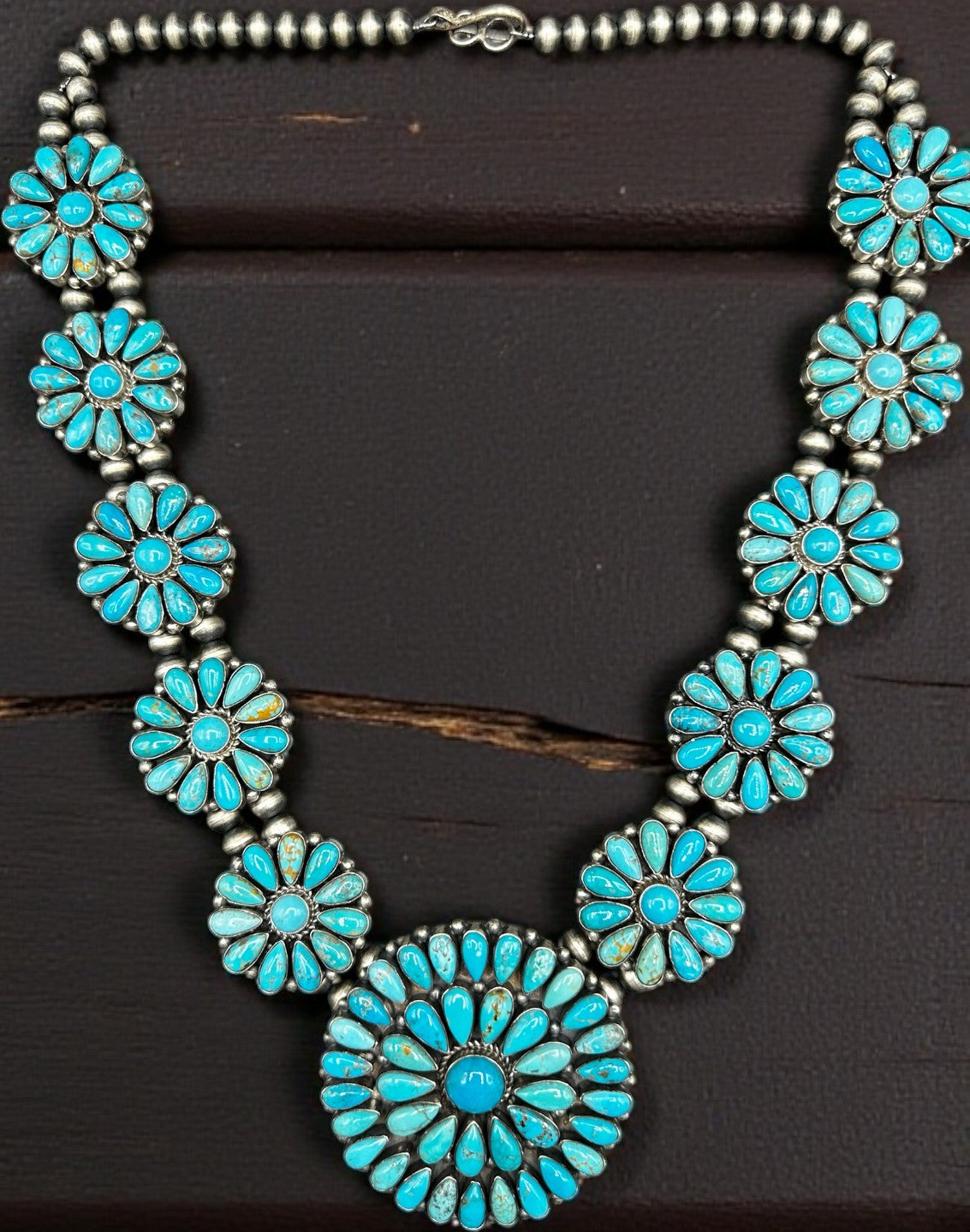 Squash Blossom –  Kingman Turquoise and Sterling Silver – Panzy Johnson - Handcrafted Native American