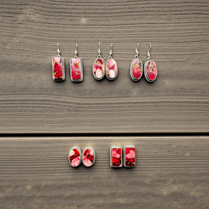 Byron Begay - Dahlia Rose and Sterling Silver Earrings - Handmade Native American