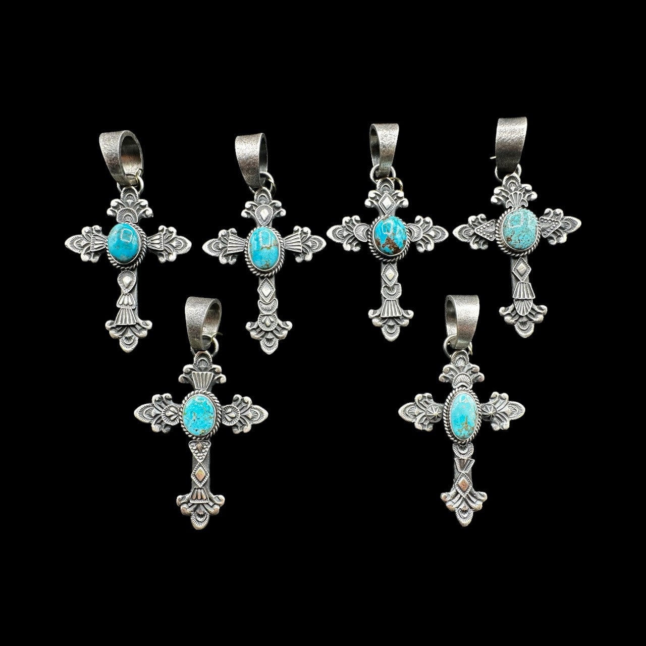 Kevin Billah - Cross Fleury - Turquoise & Sterling Silver Pendant - Handcrafted Native American