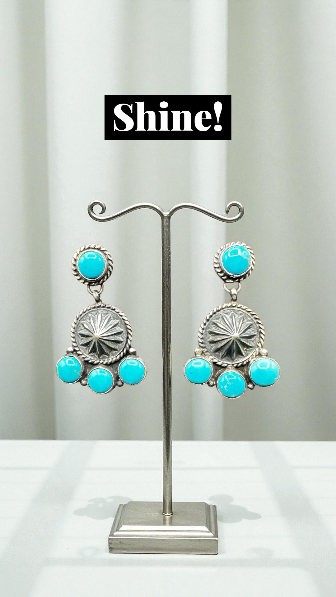 Cluster - Turquoise/Spiny Oyster and Sterling Silver - Drop Earrings - Handcrafted Native American
