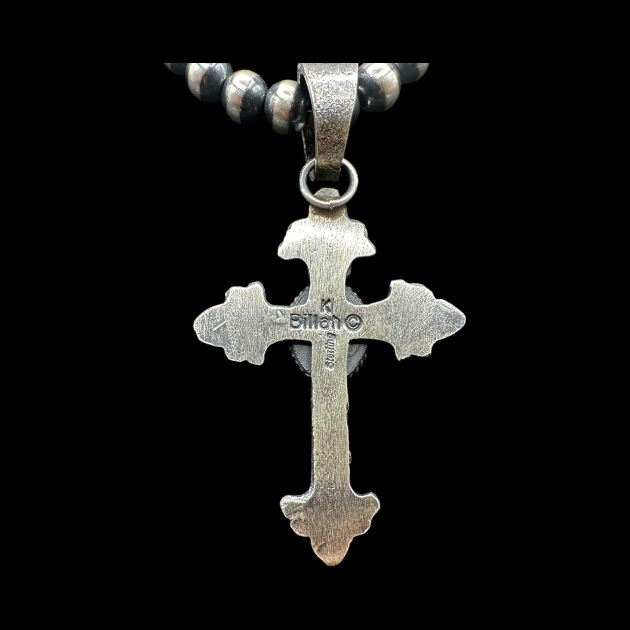 Kevin Billah - Cross Fleury - Turquoise & Sterling Silver Pendant - Handcrafted Native American