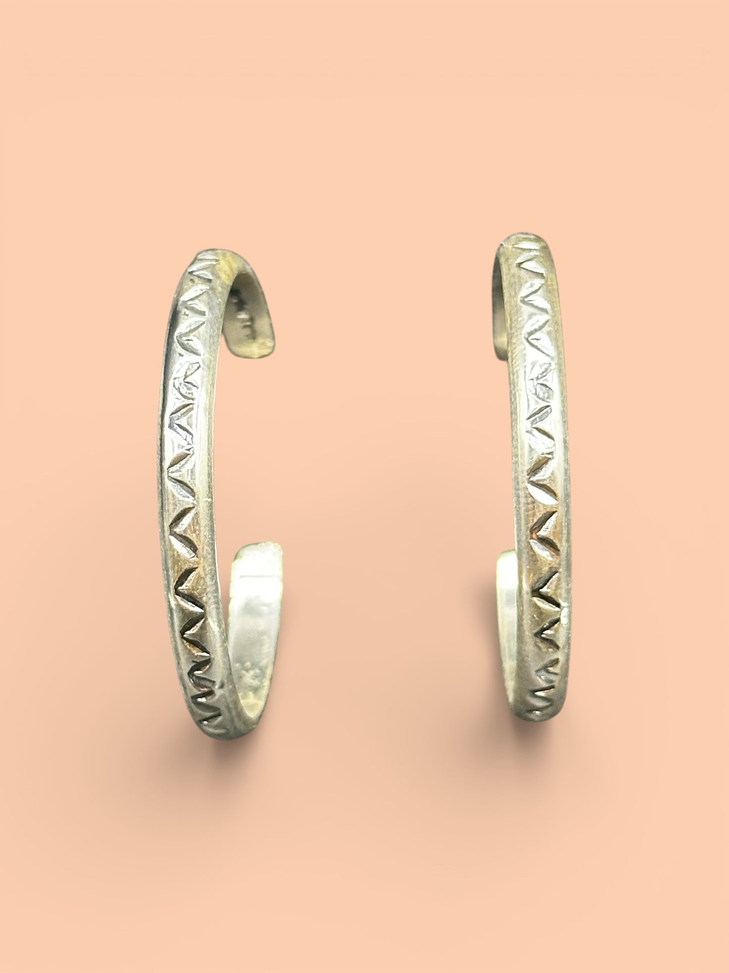 Sterling Silver Stamped Stud Hoop Earrings – Artisan Jewelry