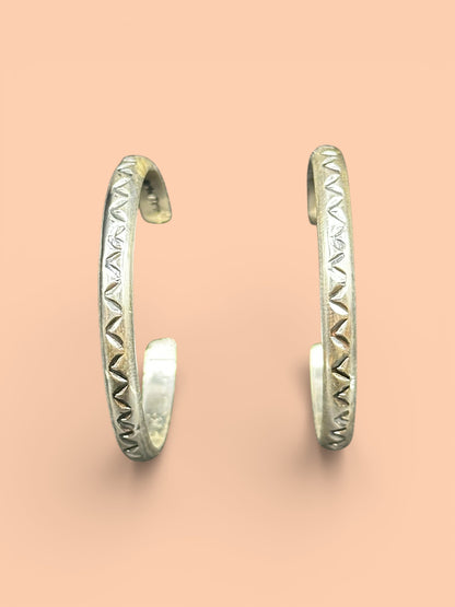Sterling Silver Stamped Stud Hoop Earrings – Artisan Jewelry