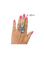 Medium Crawler Ring - Sterling Silver & Sonoran Turquoise - Handmade Native American by Harry B Yazzie (HBY)
