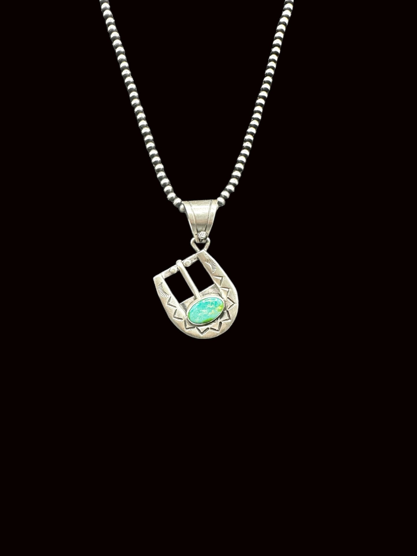 Leroy James – Belt Buckle Pendant – Sterling Silver and Genuine Turquoise-  Authentic Native American Handmade - American Sterling Silver - Made in USA