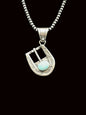 Leroy James – Belt Buckle Pendant – Sterling Silver and Genuine Turquoise-  Authentic Native American Handmade - American Sterling Silver - Made in USA