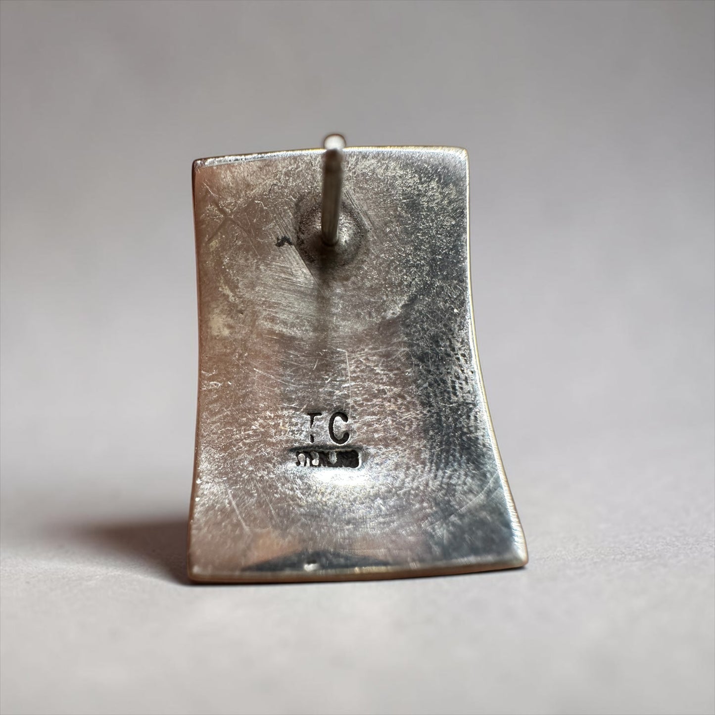 Medium Rectangle Stud Earrings – Sterling Silver Ring Inlay -  Native American Handmade – Tommie Charlie [327]
