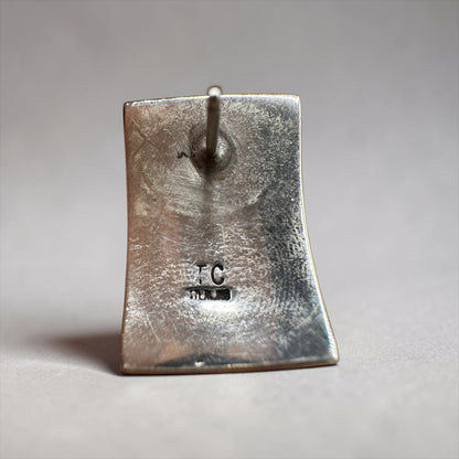 Medium Rectangle Stud Earrings – Sterling Silver Ring Inlay -  Native American Handmade – Tommie Charlie [327]