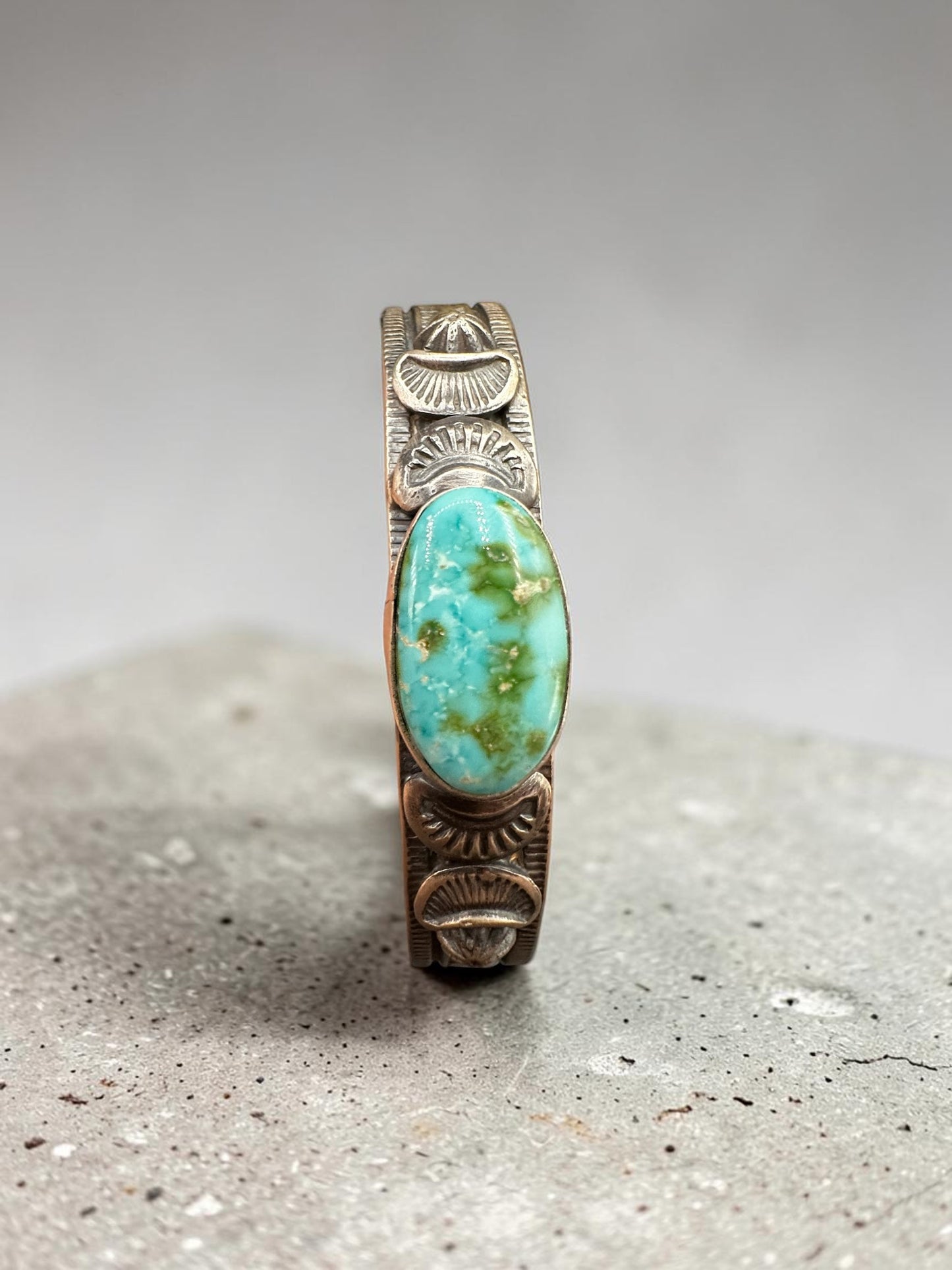 Medium Stacker Cuff Bracelet – Sterling Silver and Sonoran Turquoise -  Handmade Native American - Melvin Francis