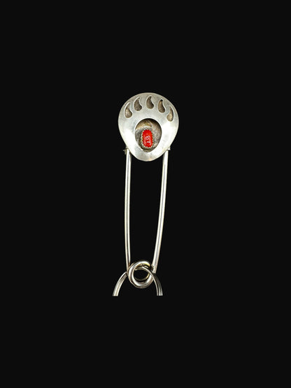 Keychain/Purse Charm - Large Safety Pin - Sterling Silver & Genuine Gem Stones - Artisan Collection