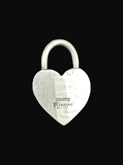 Small Heart Pendant - Sterling Silver & Genuine Turquoise - Handmade by Patricia Yazzie