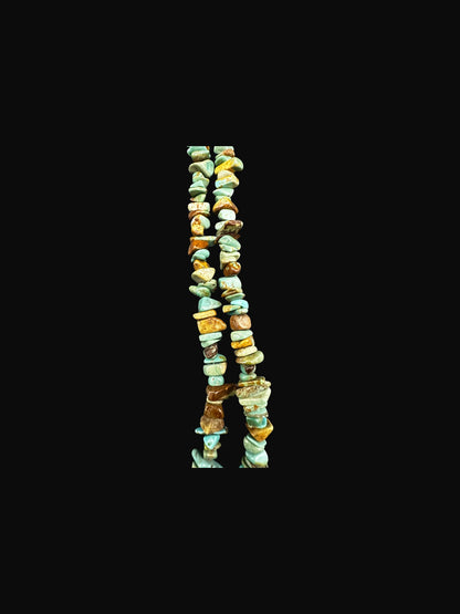 Double Strand Heishi Necklace with Genuine Sonoran Turquoise Nuggets  - Handmade Native American | Pueblo Craft | New Mexico, USA