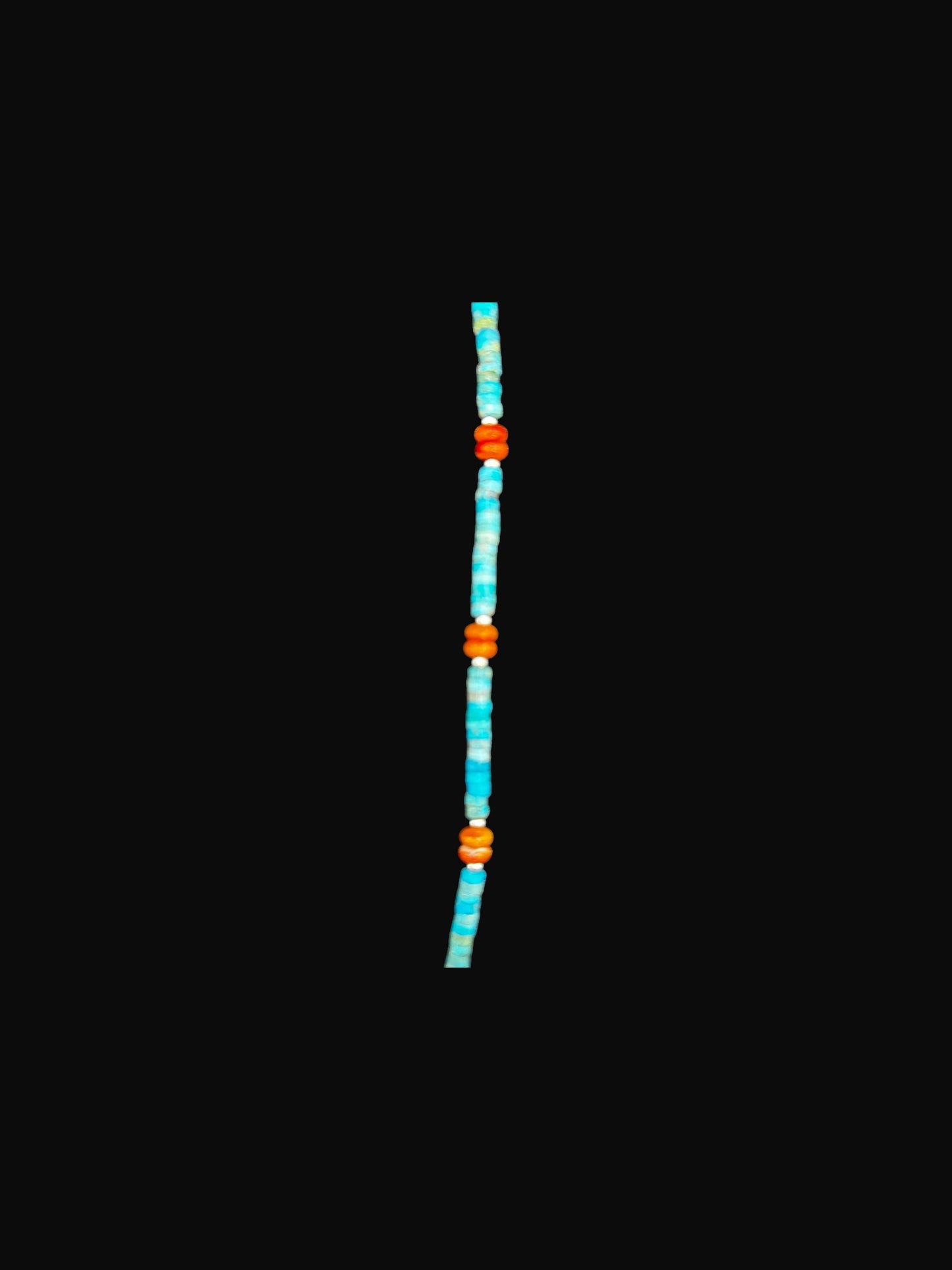 4MM Heishe Turquoise Necklace & Orange Spiny Oyster Rondelle Beads  - Hand Strung Artisan Collection