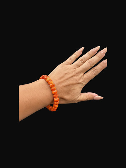 Orange Spiny Oyster Stretch Bracelet – 10MM Rondelle Beads –  Handstrung Artisan Collection