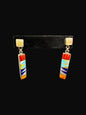 Zuni Inlay Drop Earrings - Sterling Silver, Genuine Turquoise, Mother Pearl, Lapis, Spiny Oyster - Artisan Collection