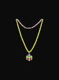 Double Heishi Necklace & Zuni Inlay Round Pendant Set - Spiny Oyster & Sage Turquoise Round- Handmade Artisan Collection