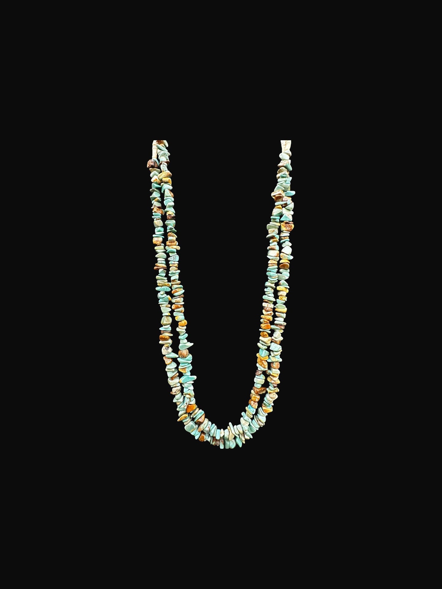 Double Strand Heishi Necklace with Genuine Sonoran Turquoise Nuggets  - Handmade Native American | Pueblo Craft | New Mexico, USA