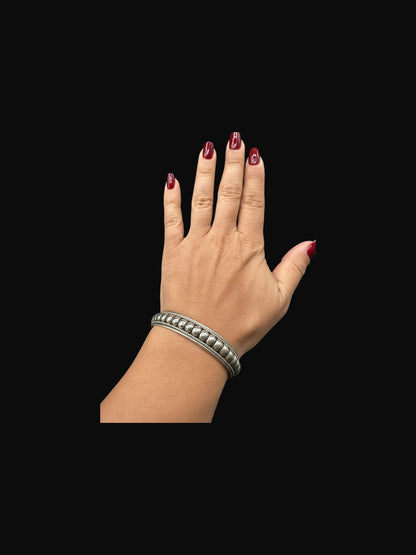 Sterling Silver Inlay Cuff Bracelet - Handcrafted Native American - Tommie Charlie [2003]