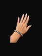 Sterling Silver Stretch Bracelet – 10MM Pearl Beads –  Hand Strung Artisan Collection