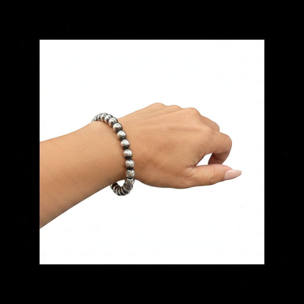 Sterling Silver Pearl Cuff – 8MM Beads –  Artisan Collection