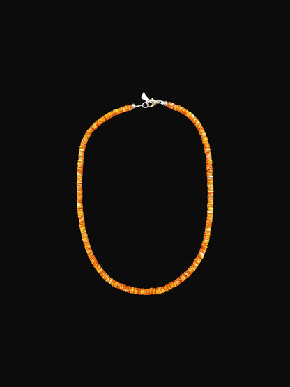 4MM Heishi Necklace – Genuine Orange Spiny Oyster - Hand Strung Artisan Collection