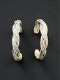 Stud Hoop Earrings - Braided Sterling Silver - Artisan Jewelry
