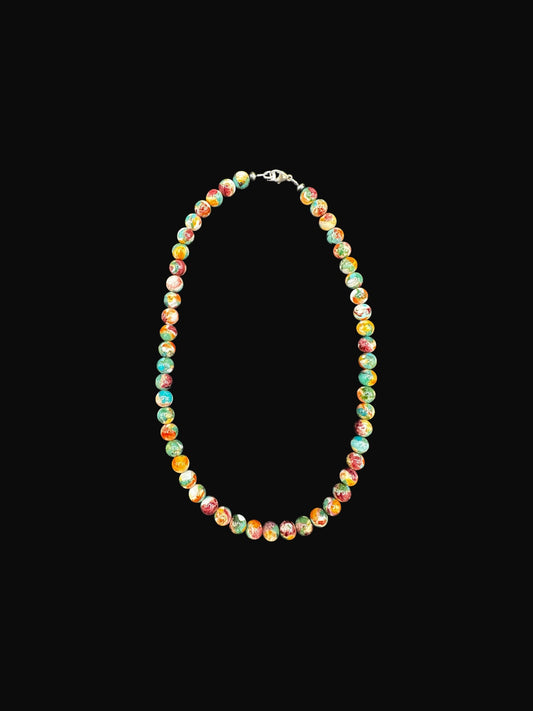 8MM Pearl Necklace - Pressed Genuine Turquoise & Spiny Oyster Pearl -  Hand-Strung Artisan Collection