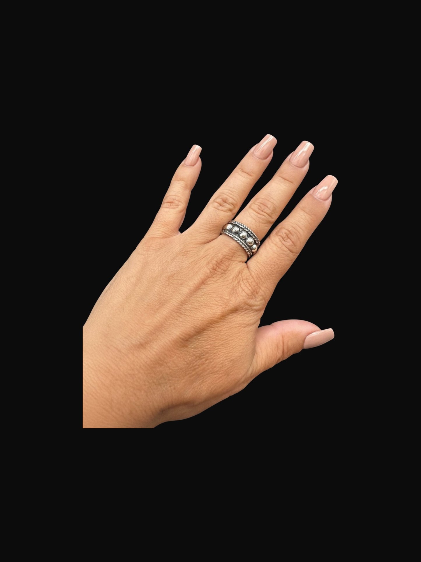 Sterling Silver Flat Pearl Ring - Thick Band - Artisan Collection