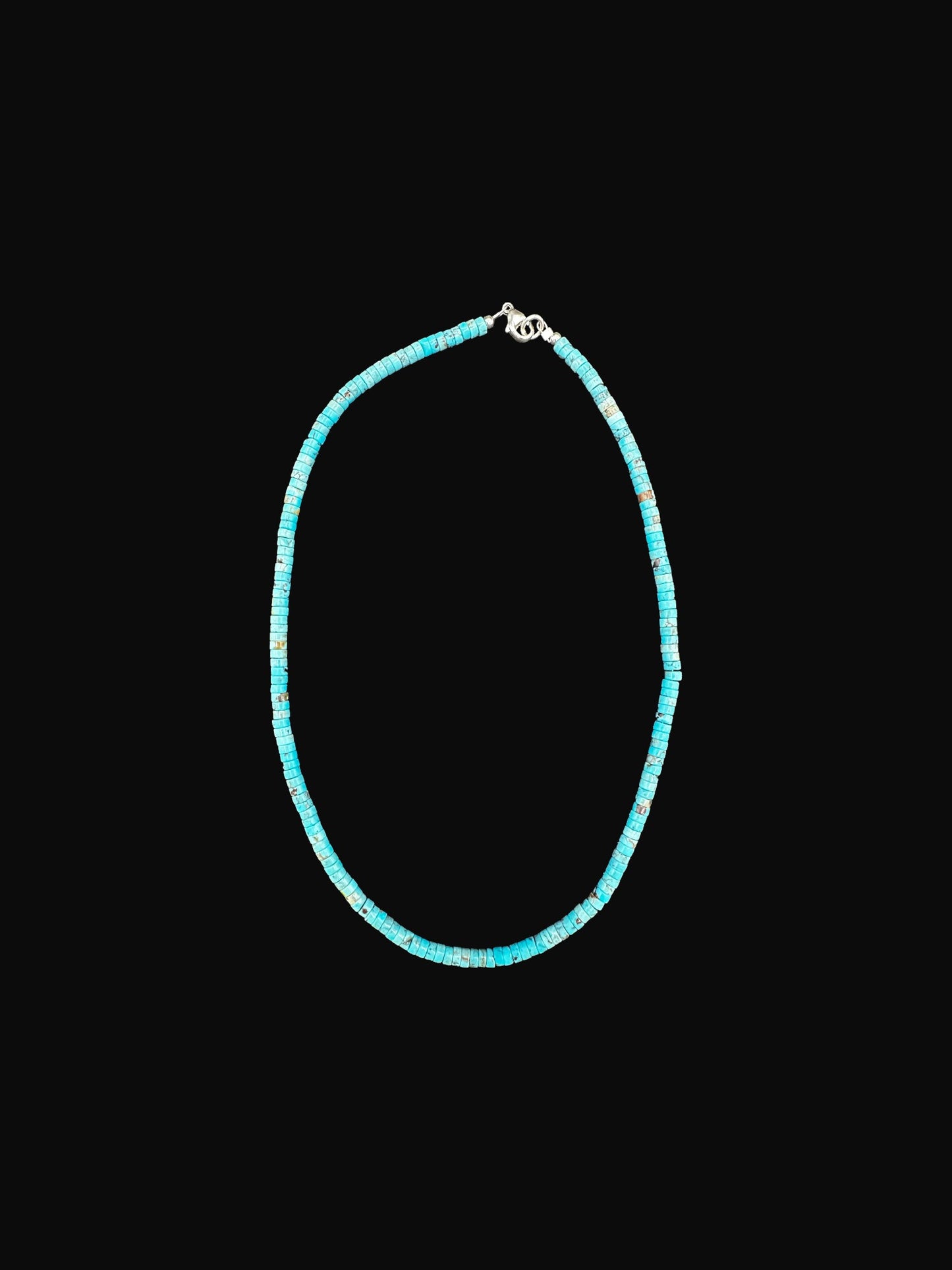 4MM Heishi Necklace – Genuine Kingman Turquoise  - Handmade Native American | Pueblo Craft | New Mexico, USA
