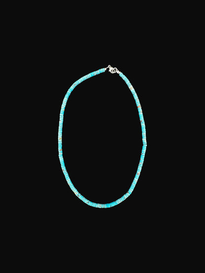 4MM Heishi Necklace – Genuine Kingman Turquoise  - Handmade Native American | Pueblo Craft | New Mexico, USA