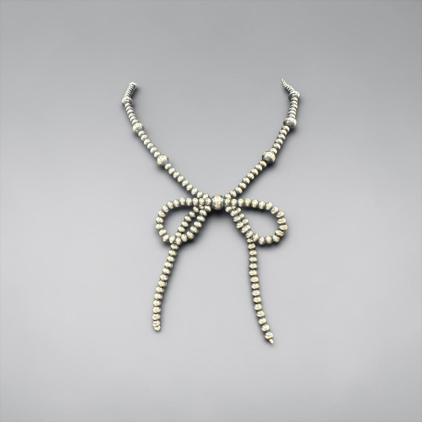 Sterling Silver Graduated Pearls - Bow Tie