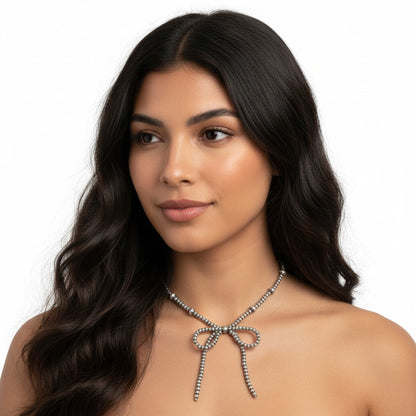 Sterling Silver Graduated Pearls - Bow Tie