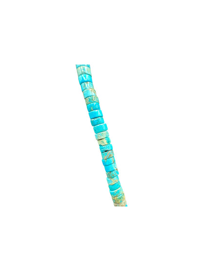4MM Heishi Necklace – Genuine Turquoise with Sterling Silver Barrel Bead -  Handmade Native American