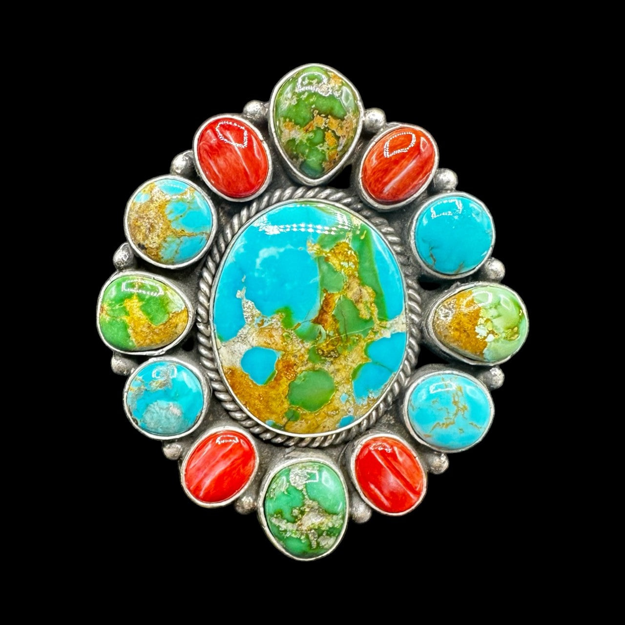 Eloise Richards - Multi Stone Cluster Ring - Handmade Native Navajo