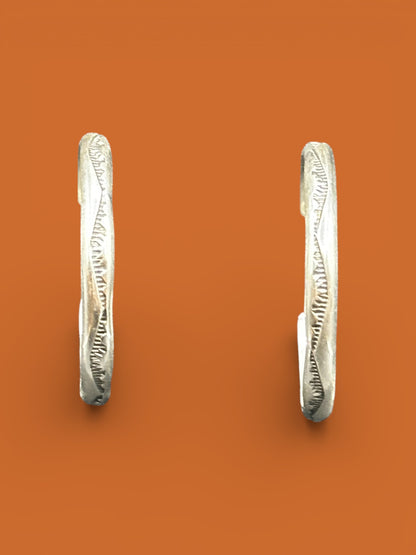Sterling Silver Stamped Stud Hoop Earrings – Artisan Jewelry