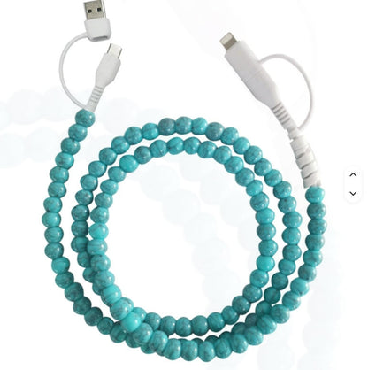 Upgrade 4-in-1 Multi-Function Chargers Pearl Design Charging Kit for Computer and All Phones - 1 meter Length