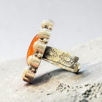 Large Cluster Cuff Ring - Spiny Oyster and Fresh Water Pearls - Handmade Artisan Collection