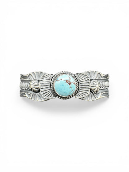 Kevin Billah - Golden Hills Turquoise and Sterling Silver Women's Cuff - Handmade Native American
